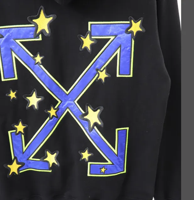 OFF-WHITE New Alien 👽 Embroidered Arrow Star ⭐ Hoodie, looped sweatshirt