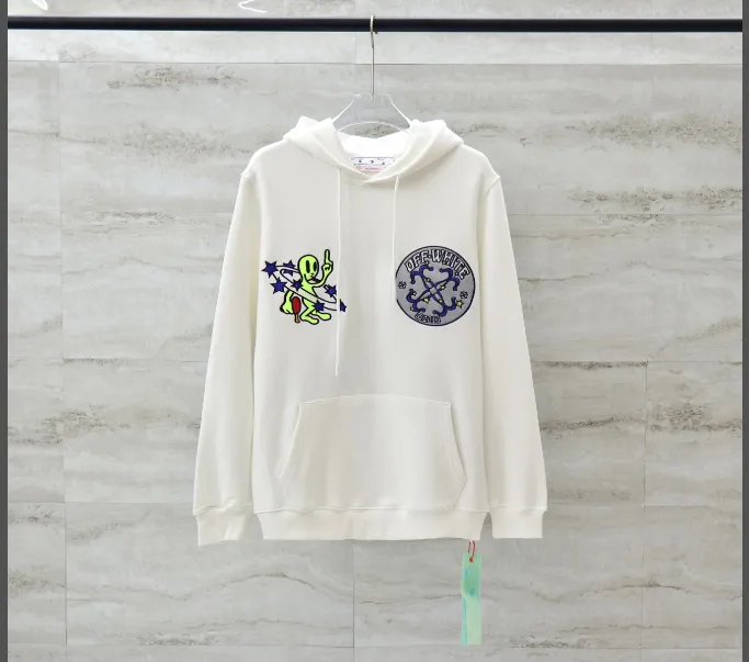 OFF-WHITE New Alien 👽 Embroidered Arrow Star ⭐ Hoodie, looped sweatshirt