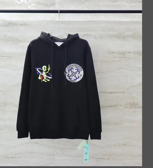 OFF-WHITE New Alien 👽 Embroidered Arrow Star ⭐ Hoodie, looped sweatshirt