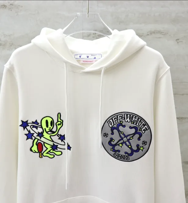 OFF-WHITE New Alien 👽 Embroidered Arrow Star ⭐ Hoodie, looped sweatshirt