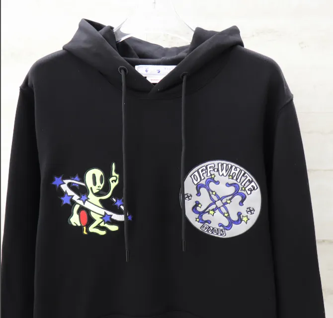 OFF-WHITE New Alien 👽 Embroidered Arrow Star ⭐ Hoodie, looped sweatshirt