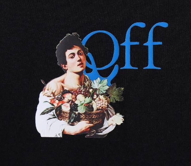 OFF-WHITE New 2024 Retro OFF Oil Painting Flower Basket Arrow Printed Pattern Short Sleeve