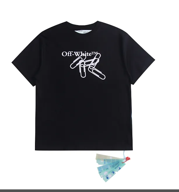 OFFWHITE new 2024 minimalist paper clip 📎 Arrow print pattern short sleeved shirt