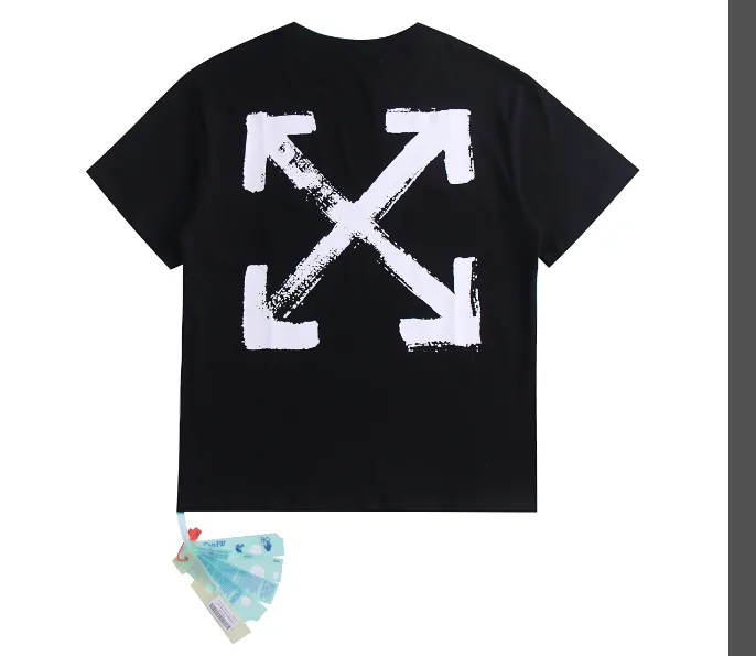 OFF-WHITE New 2023 Simple Paint Arrow Printed Pattern Short Sleeve