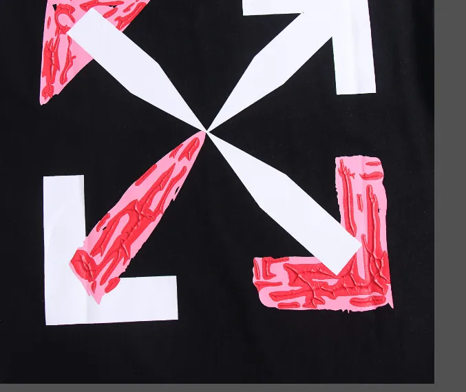 OFF-WHITE New 2024 Retro Pulling Effect Arrow Printed Pattern Short Sleeve