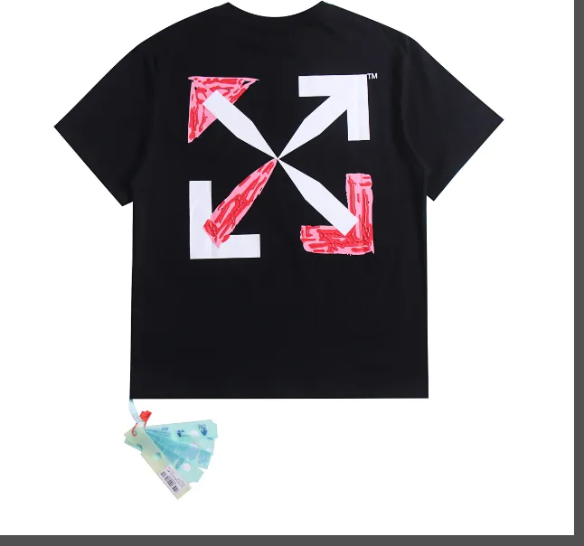 OFF-WHITE New 2024 Retro Pulling Effect Arrow Printed Pattern Short Sleeve