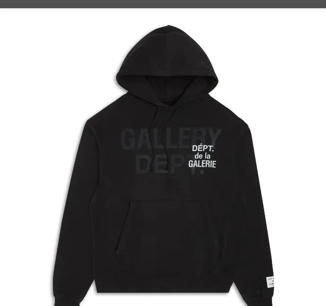 GALLERY DEPT GD MULTI LOGO HOODIE Retro American Classic Double Logo Printed Hoodie Black S M L XL