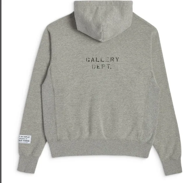 GALLERY DEPT LOGO HOODIE American Retro English Printed Simple Grey Hoodie Flower Grey S M L XL