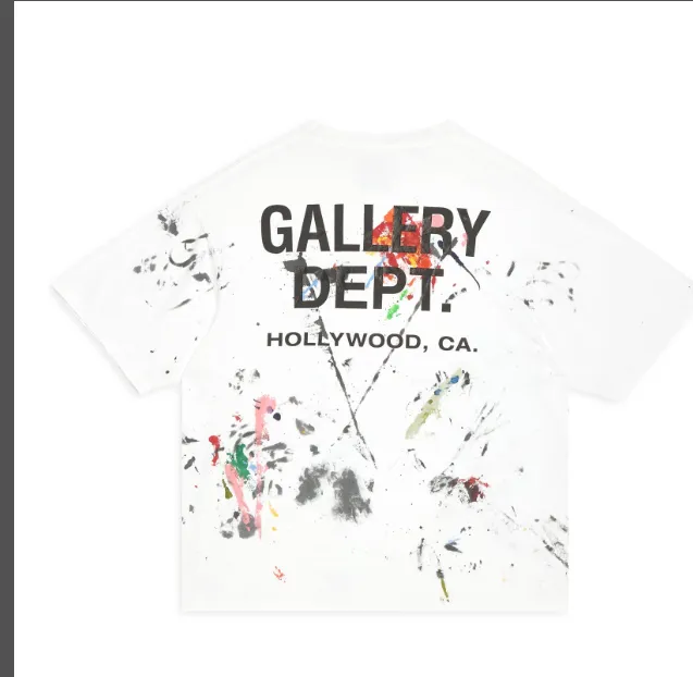 GALLERY DEPT PAINT SHOP SOUVENIR TEE Classic GD English LOGO Printing Retro Hand drawn Graffiti Art Short Sleeve T-shirt White S M L XL