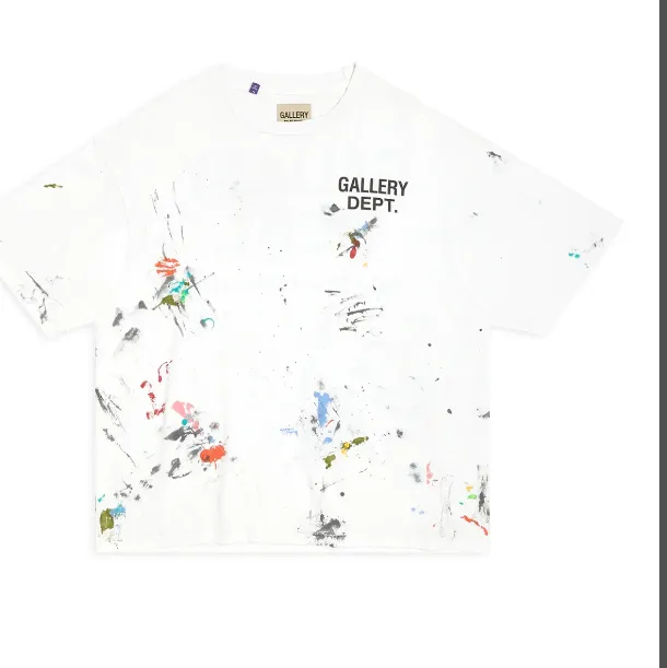 GALLERY DEPT PAINT SHOP SOUVENIR TEE Classic GD English LOGO Printing Retro Hand drawn Graffiti Art Short Sleeve T-shirt White S M L XL