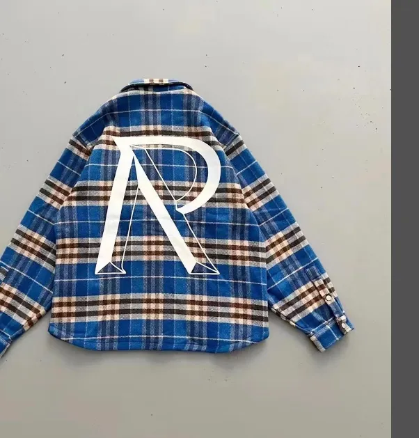 REPRESENT flannel plaid R-print jacket cardigan khaki blue S-XL size