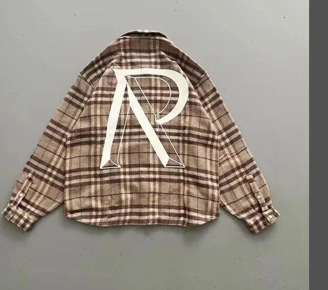 REPRESENT flannel plaid R-print jacket cardigan khaki blue S-XL size