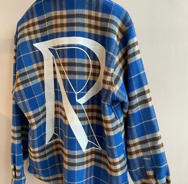 REPRESENT flannel plaid R-print jacket cardigan khaki blue S-XL size