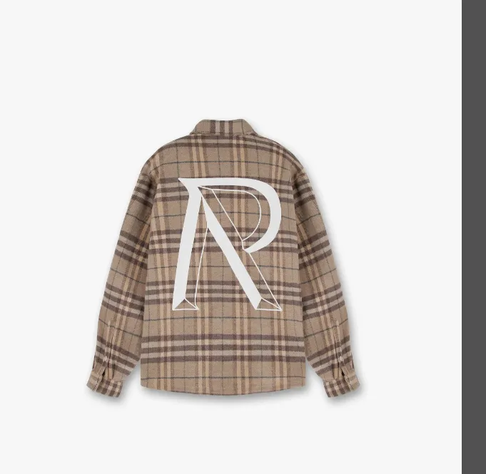 REPRESENT flannel plaid R-print jacket cardigan khaki blue S-XL size