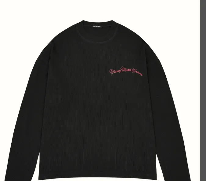 Cole Buxton slogan logo embroidered waffle long sleeved T-shirt black white S-XL size