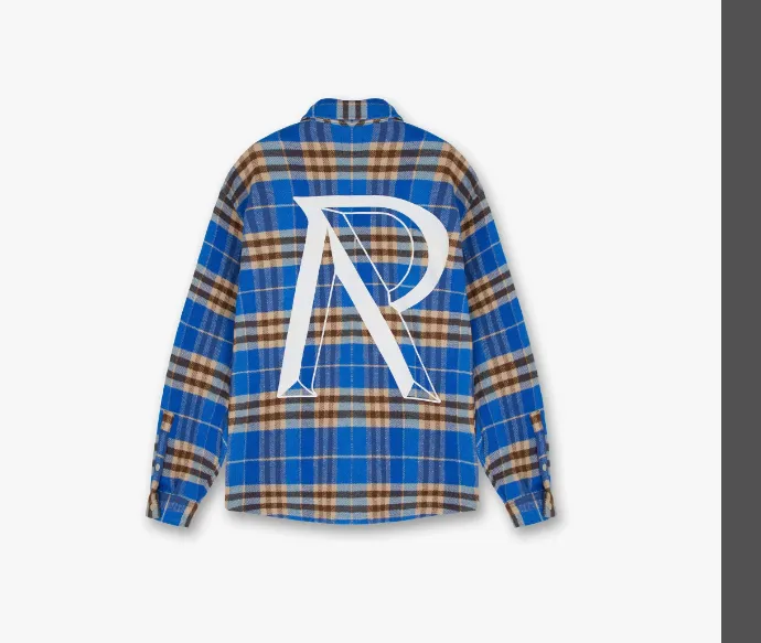 REPRESENT flannel plaid R-print jacket cardigan khaki blue S-XL size