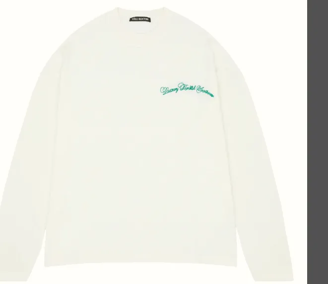 Cole Buxton slogan logo embroidered waffle long sleeved T-shirt black white S-XL size