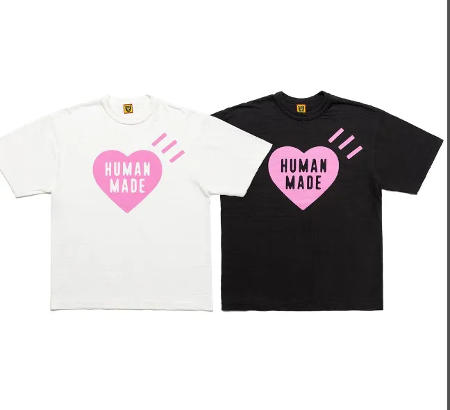 HUBAN MADE HEART T-SHIRT Japanese Direct Store Limited Edition Love Printed Bamboo Cotton Cylinder Short Sleeve T-shirt