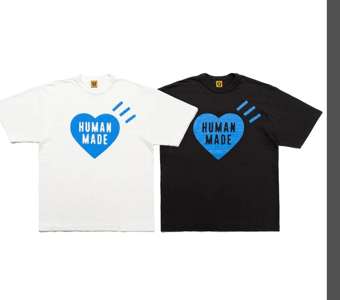 HUBAN MADE HEART T-SHIRT Japanese Direct Store Limited Edition Love Printed Bamboo Cotton Cylinder Short Sleeve T-shirt