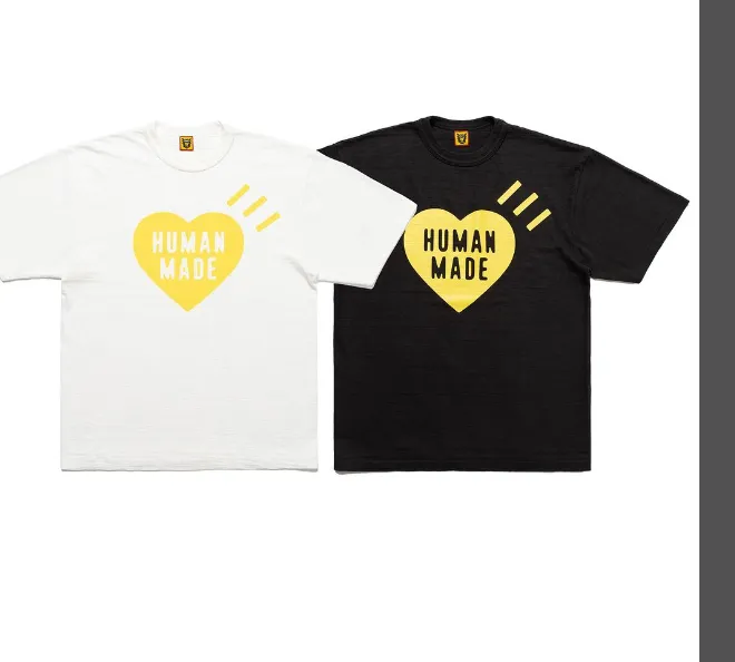 HUBAN MADE HEART T-SHIRT Japanese Direct Store Limited Edition Love Printed Bamboo Cotton Cylinder Short Sleeve T-shirt