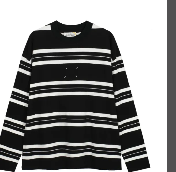 MM6 Maison Margiela striped long sleeved T-shirt with apricot stripes, black stripes, white stripes, size 46, size 48, size 50, size 52