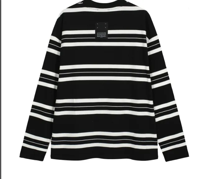 MM6 Maison Margiela striped long sleeved T-shirt with apricot stripes, black stripes, white stripes, size 46, size 48, size 50, size 52