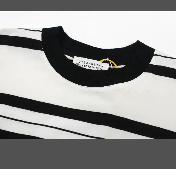 MM6 Maison Margiela striped long sleeved T-shirt with apricot stripes, black stripes, white stripes, size 46, size 48, size 50, size 52