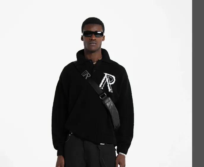 REPRESENT Alphabet Large Logo Jacquard Collar Sweater Hoodie Black Green Grey S-XL Size