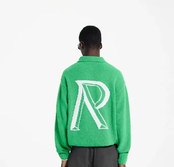 REPRESENT Alphabet Large Logo Jacquard Collar Sweater Hoodie Black Green Grey S-XL Size