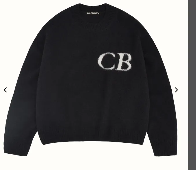 Cole Buxton niche minimalist letter logo jacquard loose round neck sweater navy blue dark green black beige gray S-XL size