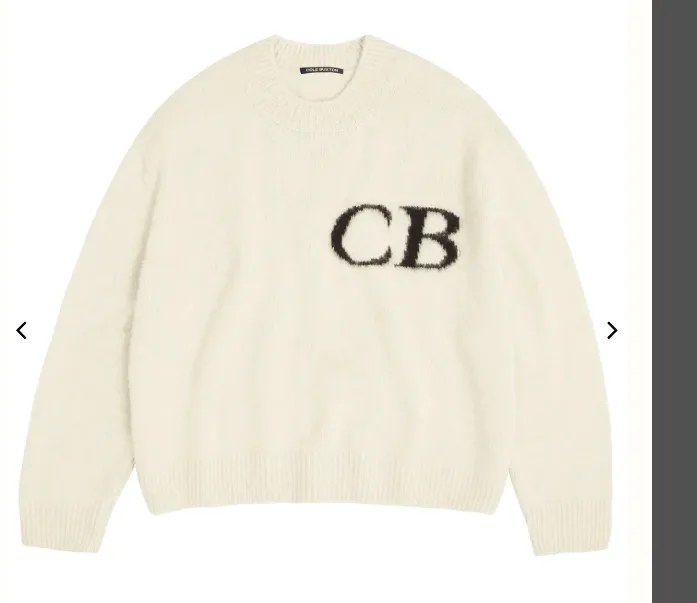 Cole Buxton niche minimalist letter logo jacquard loose round neck sweater navy blue dark green black beige gray S-XL size