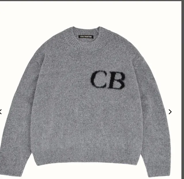 Cole Buxton niche minimalist letter logo jacquard loose round neck sweater navy blue dark green black beige gray S-XL size