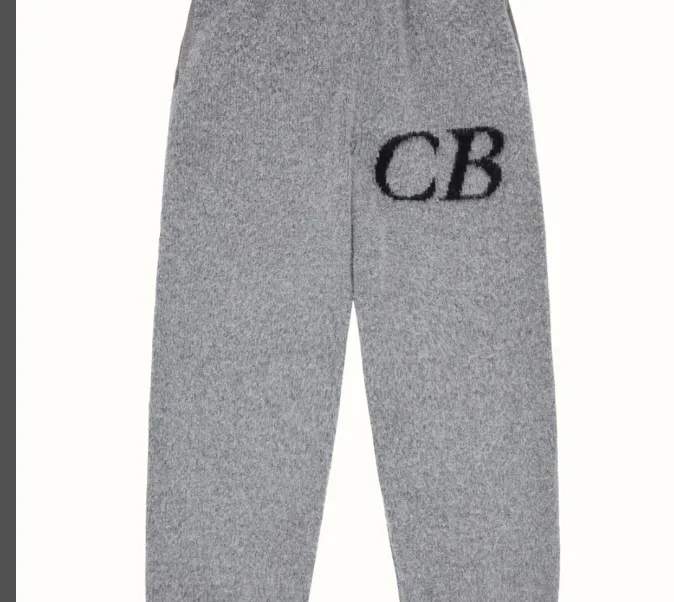 Cole Buxton niche minimalist letter logo jacquard loose woolen pants in navy blue, dark green, black, gray, size S-XL