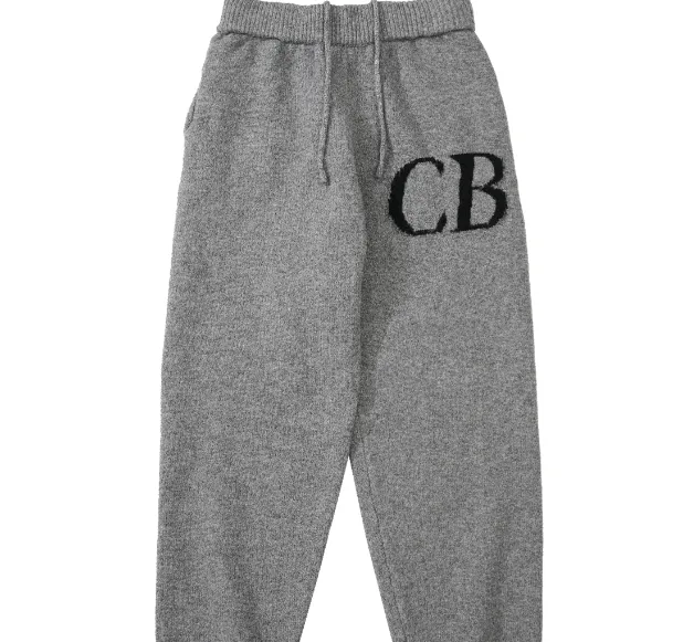 Cole Buxton niche minimalist letter logo jacquard loose woolen pants in navy blue, dark green, black, gray, size S-XL