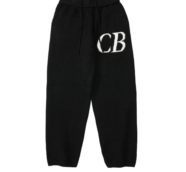 Cole Buxton niche minimalist letter logo jacquard loose woolen pants in navy blue, dark green, black, gray, size S-XL