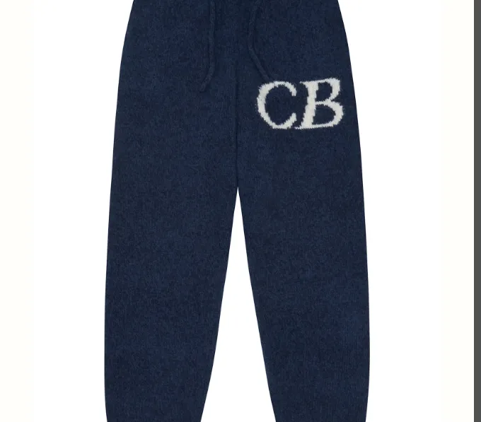 Cole Buxton niche minimalist letter logo jacquard loose woolen pants in navy blue, dark green, black, gray, size S-XL