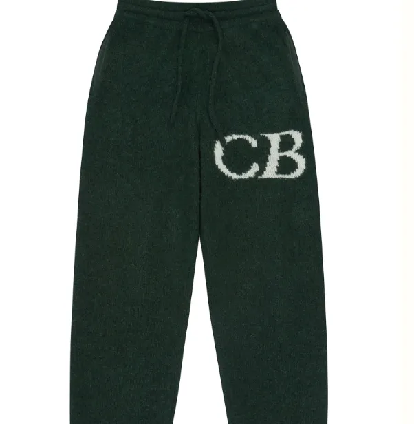 Cole Buxton niche minimalist letter logo jacquard loose woolen pants in navy blue, dark green, black, gray, size S-XL