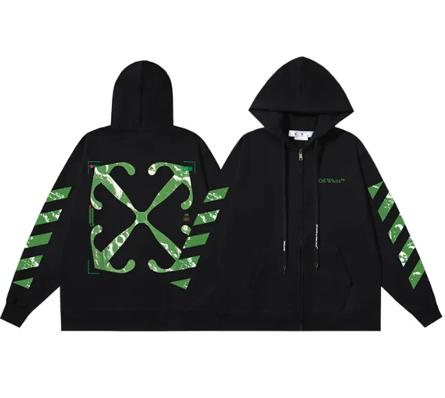 OFF-WHITE New Lunar Edition 🌕 Image diagonal stripe printed hoodie sweatshirt zipper jacket 🧥