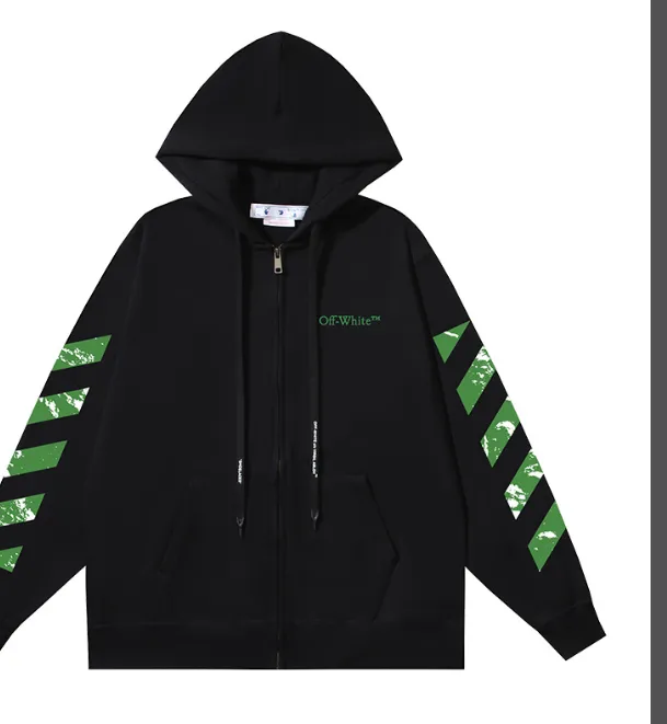 OFF-WHITE New Lunar Edition 🌕 Image diagonal stripe printed hoodie sweatshirt zipper jacket 🧥