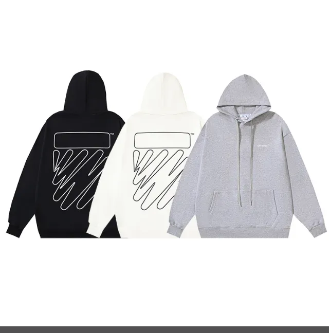 OFF-WHITE new minimalist wave shaped diagonal stripe printed hoodie sweatshirt