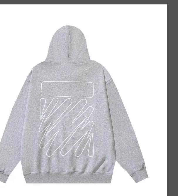 OFF-WHITE new minimalist wave shaped diagonal stripe printed hoodie sweatshirt