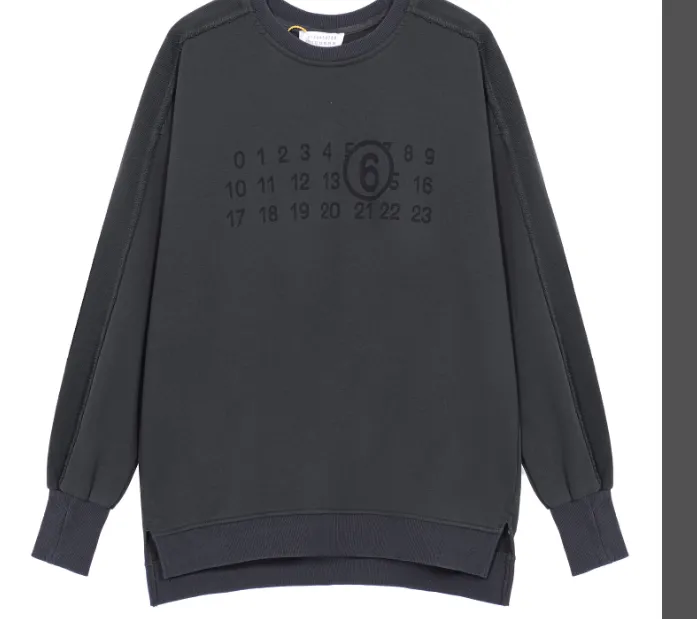 Maison Margiela MM6 Washed Outdated Digital LOGO Printed Round Neck Hoodie Green Grey 46 48 50 52