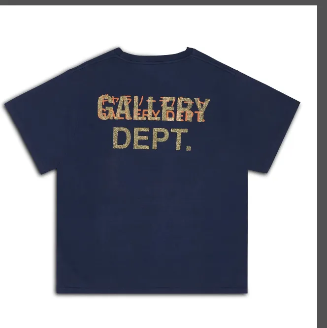 GALLERY DEPT TOKYO GD TEE Tokyo Limited Edition English Printed Round Neck Short Sleeve T-shirt Navy Blue S M L XL