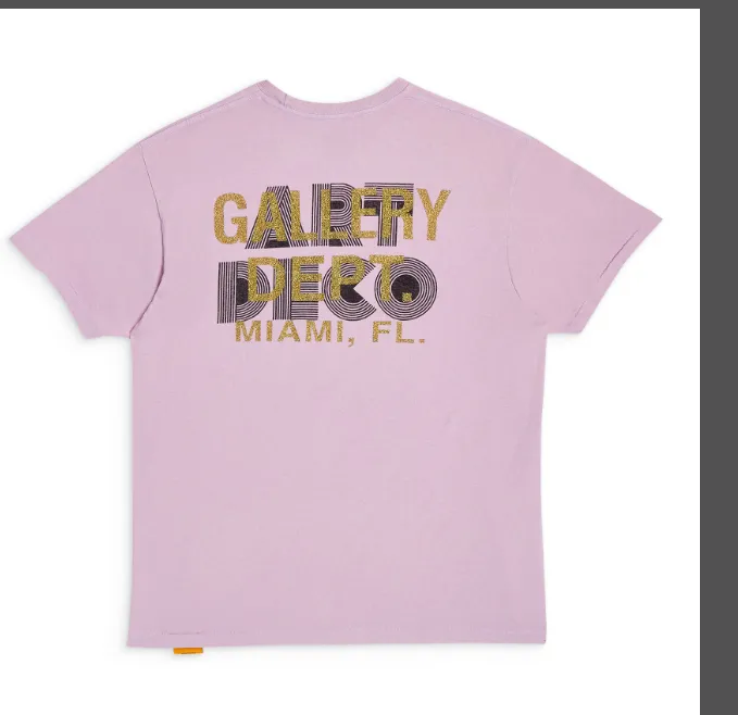 GALLERY DEPT ART DECO TEE Retro Three Dimensional Letter English Printed Round Neck Short Sleeve T-shirt Pink S M L XL