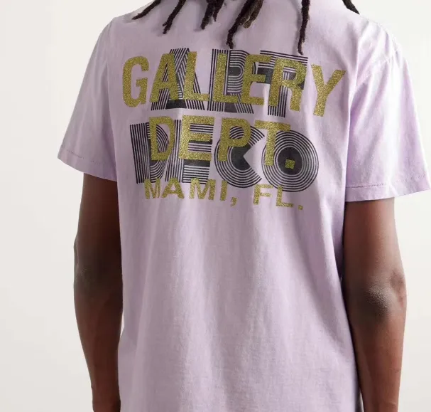 GALLERY DEPT ART DECO TEE Retro Three Dimensional Letter English Printed Round Neck Short Sleeve T-shirt Pink S M L XL