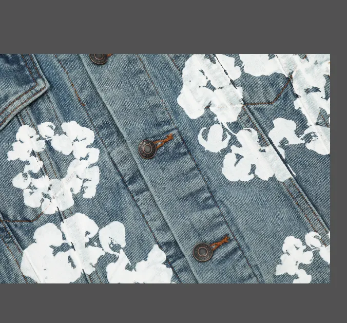 Denim Tears Cotton Flower Printed Jacket Cowboy Coat