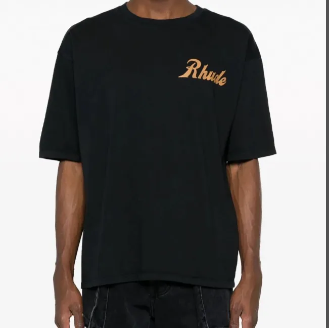 RHUDE SALES AND SERVICETEE Retro Vintage English Printed Short Sleeve T-shirt