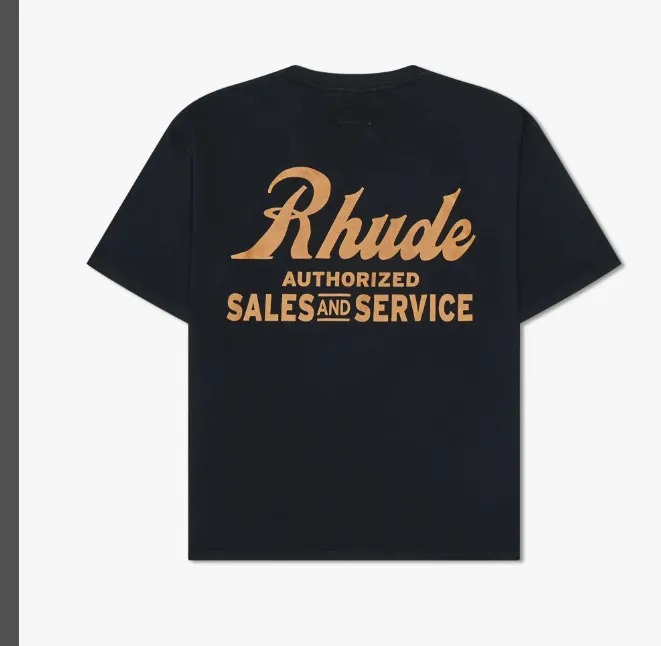 RHUDE SALES AND SERVICETEE Retro Vintage English Printed Short Sleeve T-shirt