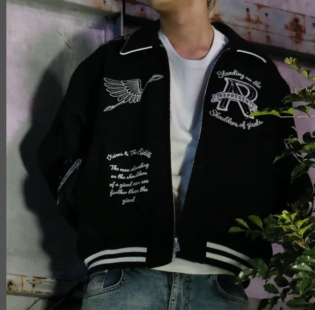 REPRESENT CHERUB WOOL VARSITY JACKET Retro Angel Embroidered Zipper Coat Baseball Jacket