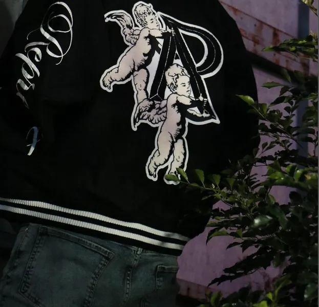 REPRESENT CHERUB WOOL VARSITY JACKET Retro Angel Embroidered Zipper Coat Baseball Jacket